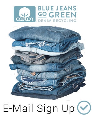 Stack of folded blue jeans